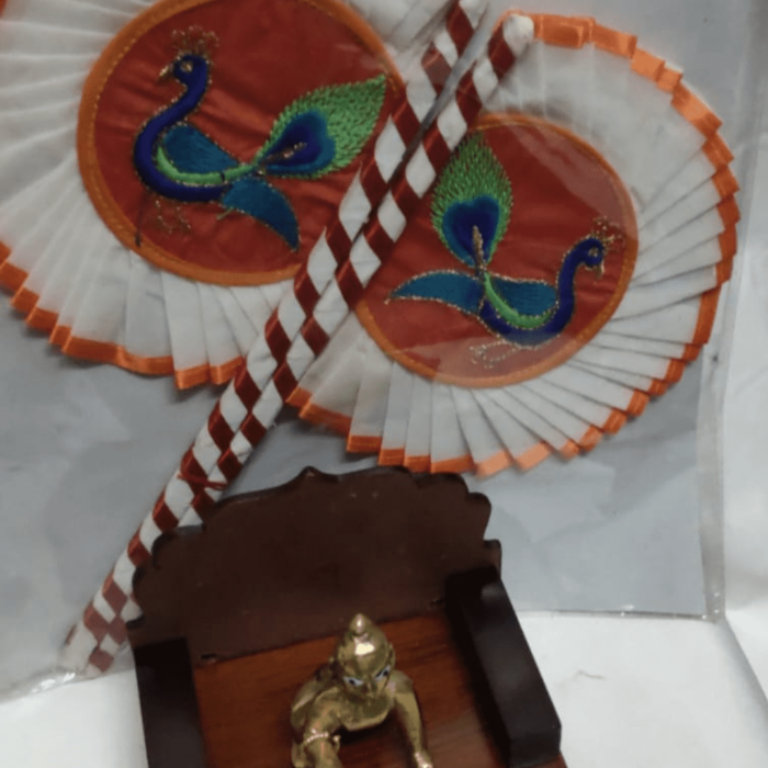 Orang Color Pankha For Laddu Gopal Deity Ornament  (laddu Gopal, Krishna Ji, Bal Gopal, Kanha Ji) (2)